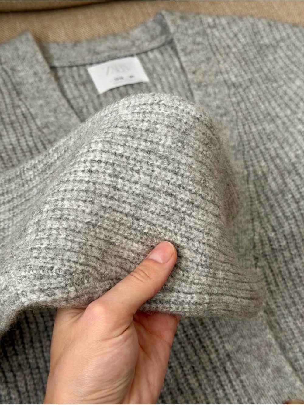 Zara Heather Gray Ribbed V-Neck Button Cardigan - Picture 3 of 3